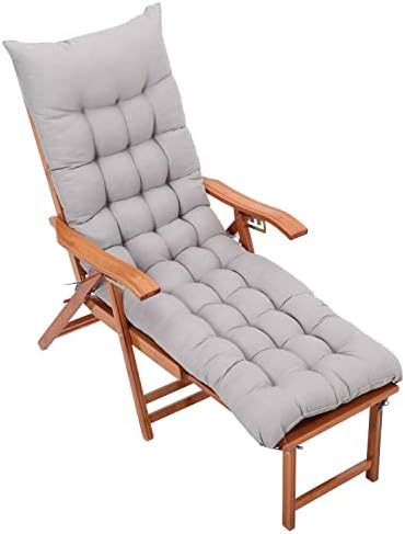 Warmiehomy Sun Lounger Cushion Thick Garden Recliner Chair Cushion Garden Chair Cushion Sunbed Cushion Double Anti-Slip for Outdoor Garden Patio Beach Chair (No Chairs), Grey, 160x50x8cm