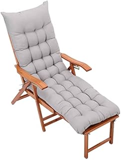 Warmiehomy Sun Lounger Cushion Thick Garden Recliner Chair Cushion Garden Chair Cushion Sunbed Cushion Double Anti-Slip for Outdoor Garden Patio Beach Chair (No Chairs), Grey, 160x50x8cm