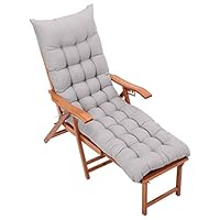 Warmiehomy Liegenauflage mit Antirutsch, 160x50x8cm Auflage für Gartenliege Outdoor, Dickes & Bequeme Polster Sonnenliege Auflage mit Einstellband, Kissen für Liegestuhl, Grau(Ohne Stuhl)