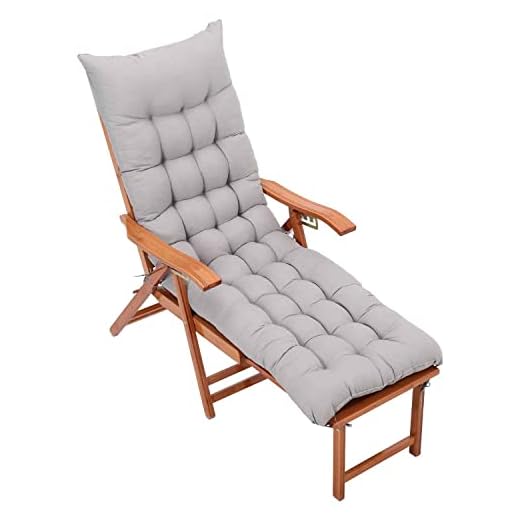 Warmiehomy 160x50x8cm Grey Garden Patio Beach Cushion, Polyester Fabric, PP Cotton Filler, Non-Slip, Double Anti-Slip, Multi-Function, Cushion Only