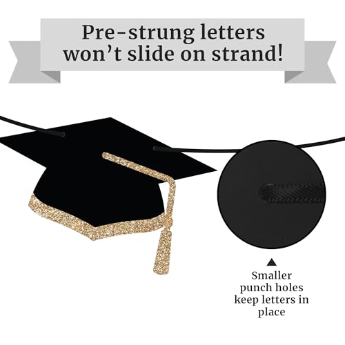 Image of Pre-Strung Graduation Banner - Grad Caps Party Banner Decoration