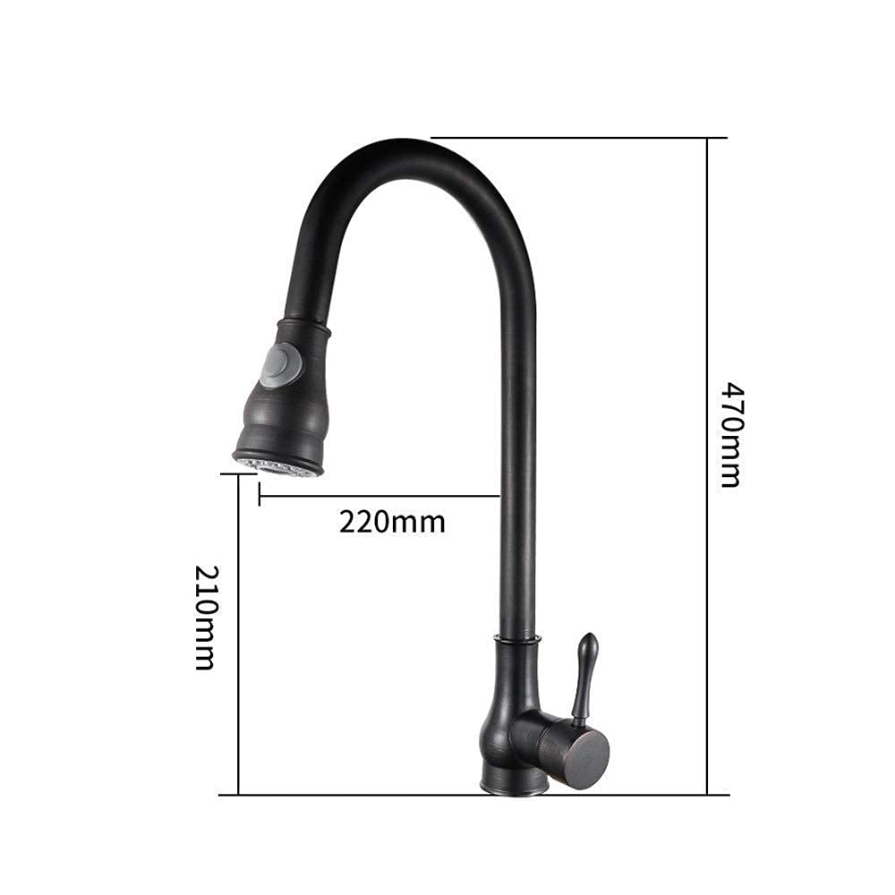 OKUOKA Kit de reparación, Grifo de Fregadero de Cocina extraíble y Bronce Antiguo Europeo a la Moda, Mezclador de rotación Completa de Cobre Negro, Duradero
