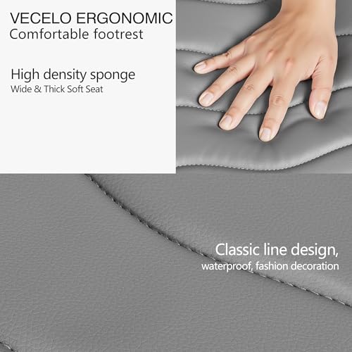 Image of VECELO Under Desk Footrest, PU Ergonomic Foot Rest with Comfort Padding, Height Adjustable for Relieving Leg Pain, Stiffness, and etc, Gray
