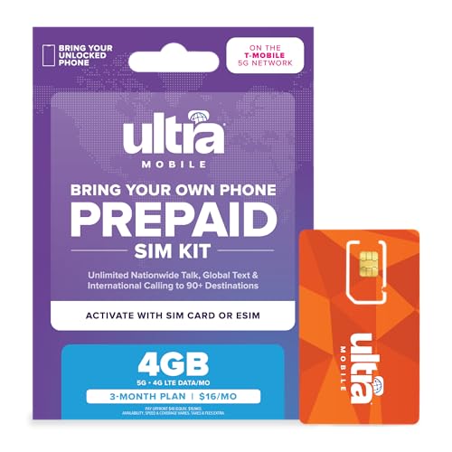 Image of $16 /mo. Ultra Mobile Prepaid Phone Plan with Unlimited Talk, Text, & 4GB of 5G • 4G LTE Data for 3 Months (3-in-1 SIM Card Kit)