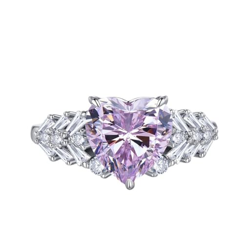Bague fiançailles argent 925 cœur rose 4 carats | Élégance quotidienne et soirées chic