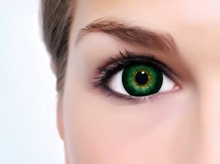 Circle Lenses - Lentillas de color BABE GREEN + recipiente de LENZERA en verde, blandas, sin dioptrías pack de 2 unidades - cómodas y perfectas para Halloween, Carnaval, sin corregir