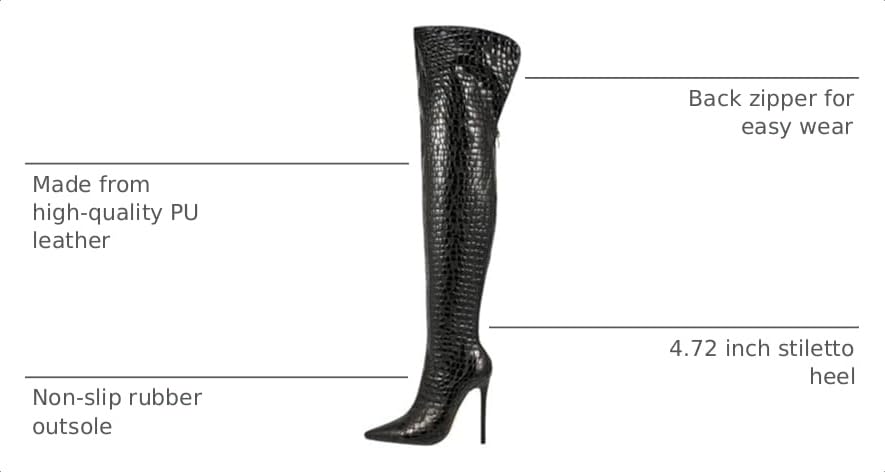 Image of Thigh high boots for women striped Back zipper Burgundy Zebra Print Over the knee Sexy gold white pointed toe Cow Print leopard Magenta stiletto heel