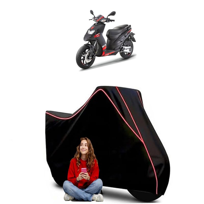 Image of SR 160 Race Scooty Bike Cover Water Resistant Outdoor Use Universal Fit Scooters Motorcycles Heavy Duty UV Protection Dust Rain Scratch Resistant Elastic Bottom Black Blue Piping
