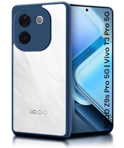 Image of WOW IMAGINE Shockproof Hybrid Back Cover for iQOO Z9s Pro 5G | Vivo T3 Pro 5G | Hard Slim fit Back Case | PC & TPU | Clear Transparent Case - Blue