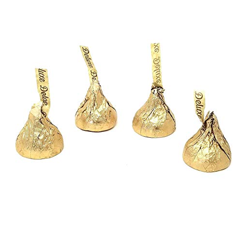 CrazyOutlet Hershey's Kisses Deluxe Milk Chocolate Whole Hazelnut, Gold Foil Valentine's Day Candy, Bulk 2 Lbs
