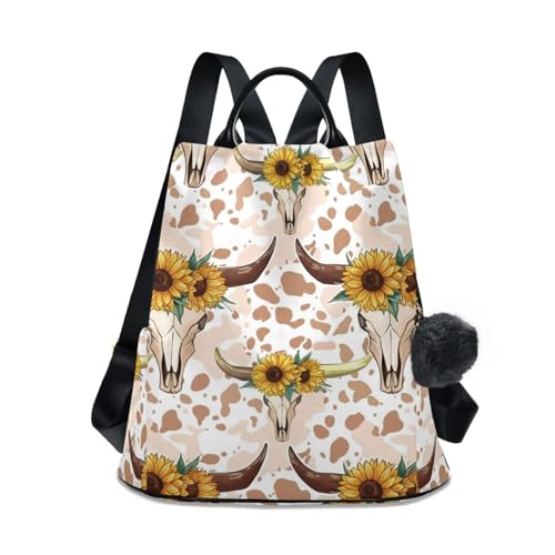 Sac à dos antivol original femme avec pompon motif floral tête de mort cadeau