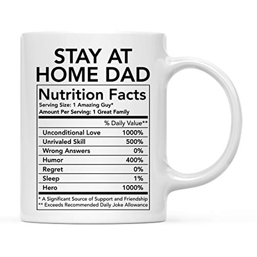 Andaz Press Funny 11oz. Ceramic Coffee Tea Mug Thank You Gift, Stay at Home Dad Nutritional Facts, 1-Pack, Novelty Gag Birthday Christmas Gift Ideas Coworker