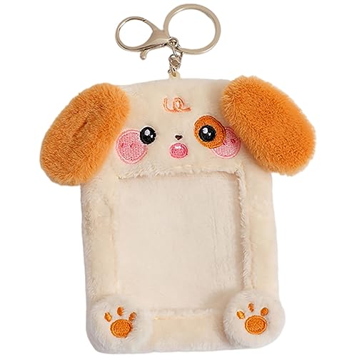 BESPORTBLE Cute Plush Animal Card Holder Keychain Visible Sleeve for Id Credit Bank Cards Lightweight Compact Design with Buckle for Easy Carry Multifunctional Protective Cover for Postcards