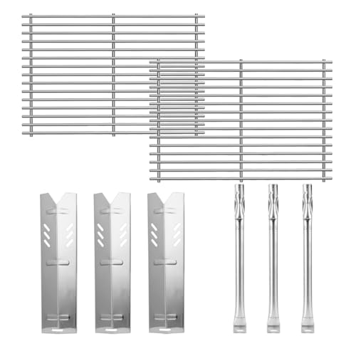BMMXBI Grill Part Kit for Master Cook 3 Burner Grills Replacement Parts, Set of Heavy Huty Cooking Grate, Stainless Steel Grill Burner Replacement, Grill Heat Plates for Master Cook Gas Grill Parts