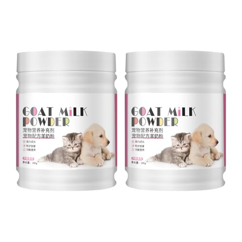 Ziegenmilchpulver Hund, Natürliche Biologische Ziegenmilch, Nahrungsergänzung Für Fellgesundheit Verdauungsunterstützung Entwöhnung, 280 g (2er-Pack)