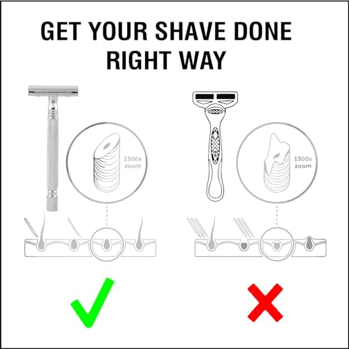 Image of Pearl Shaving Double Edge Close Comb Safety Razor (SS-01) with Stand - Best Shaving for Men | Classic & Traditional shaving Kit for Men | Premium Blade Razors for Rakshabandhan Gift Option