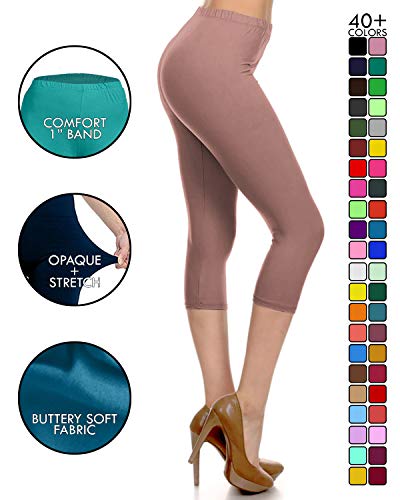 Image of Leggings Depot Women's High Waist Leggings Soft 1 inch Waistband Solid Pants - Regular, Plus, 1X3X, 3X5X