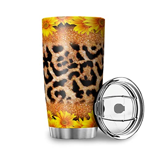 Taza térmica de acero inoxidable con diseño de girasol, 20 onzas, doble pared, aislado al vacío, taza de café de viaje…