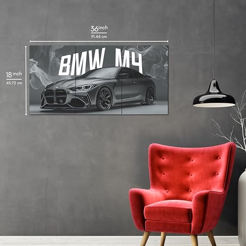 Image of Posternet Super Car Split Poster Set, 12 inch x 18 inch, Split Design Wall Decor Posters For Bedroom, Living Room, Office. (BMW)