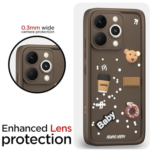 Image of Bintage Ball Bear| Donut| Milk Cake| Baby| Coffee Rubber Case Full Body & Camera Protection Back Cover Compatible for Realme 15 5G - Brown