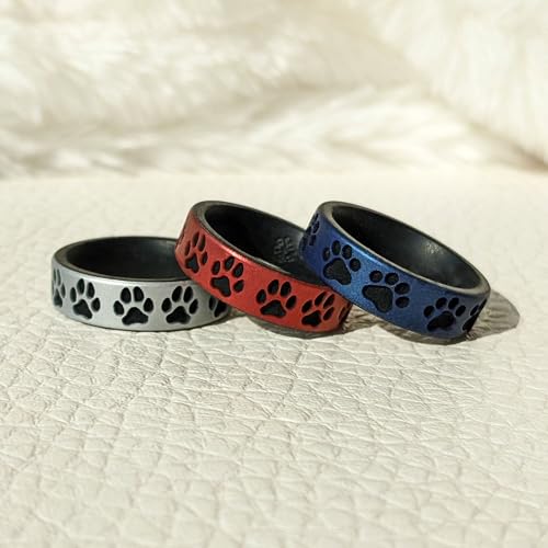 Knot Theory Dog Paws Silicone Ring for Men Women - Breathable Comfort Fit 6mm Bandwidth3