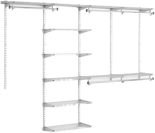 Rubbermaid Configurations Deluxe Custom Closet Kit 4-8 Ft. Adjustable Metal Wire Shelving Titanium Finish Expandable Organization System Hardware Included for Home Closet/Pantry/Laundry/Mudroom