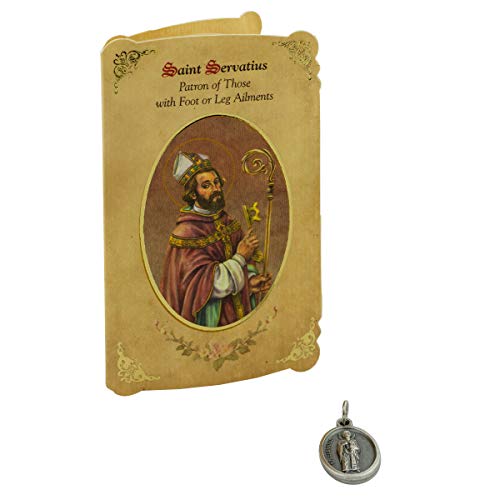 Saint Servatius Medal Pendant and Holy Card | Patron Saint of Those with Foot or Leg Ailments | Great Get-Well Gift | Catholic Accessory | Made in Italy4