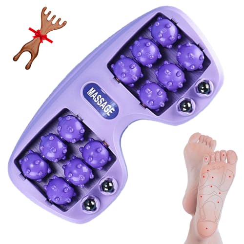 Portable Dual Foot Massage Roller, Portable Dual Head Massage Roller, 2025 New Foot Roller Massage, Improved Circulation, Dual Pressure Point Foot Massager for Home and Office Use (Purple)
