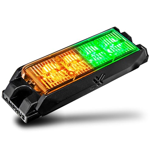 Image of LAMPHUS NanoFlare 4 inch 4W Amber Green LED Surface Mount Police Grill Strobe Warning Light [SAE Class 1] 12V Rectangle Grille Flashing Emergency Fire Light Head for EMS Firefigher Responder Car