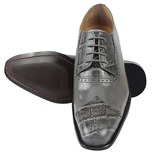 Image of LIBERTYZENO Mens Brogue & Plain Genuine Leather Animal Print Lace Up Oxford Dress Shoes for Easter Gift