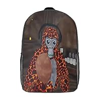 FJQWKLF Cartoon Teenagers Water Resistant Casual Backpack 3D Printed Fashion Travel Bag Schoolbag for Boys And Girls 17 InchGorilla Monkey Tag