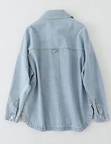 Lifeshe Women's Oversized Denim Jacket Casual Long Boyfriend Jean Jacket #TOP1