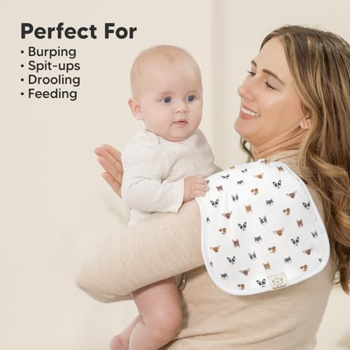 Image of Organic Burp Cloths Baby Boy & Girl - 5-Pack Super Absorbent Cotton Burping Cloths for Babies, Soft & Plush Newborn Spit Up Rags, Infant Towels for Milk Spit Up, Unisex, Large 21 inch x 10 inch (Pets & Paws)