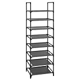 SONGMICS シューズラック 8段 靴棚 下駄箱 省スペース 分割可玄関すっきり 奥行スリム28cm 玄関に靴を効率収納 収納目安16-20足 LSR24BK