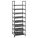 SONGMICS Scarpiera a 8 Ripiani, Scaffale Portascarpe Versatile, Struttura in Metallo, Ripiani in Tessuto TNT, per 16-20 Paia, Ingresso Soggiorno Camera da Letto, 46 x 28 x 145 cm, Nero LSR24BK
