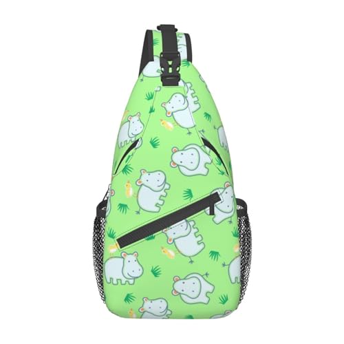 Cute Hippo Crossbody Bag Animal Shoulder Bag Backpack Cute Sling Bag Chest Casual Daypack for Outdoor