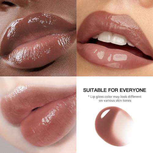 Image of 2PCS Lip Gloss with Brown Lip Liner Lip Combo Set - Chocolate Kiss Deep Brown Shade for Defined Contour Lips, Lip Plumping Effect, High Shine Glossy Finish, Overlined Lips for Fuller Looking Lips