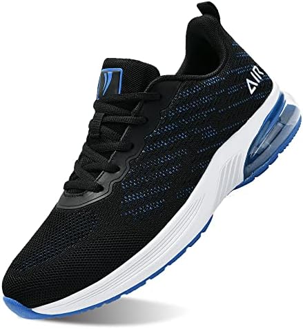 FefiYo Men's Air Running Shoes Breathable Walking Tennis Non-Slip Fashion Sneakers for Working Sport Gym Jogging US 10.5 BlackBlue