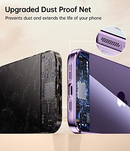 Jueshituo Metallic Glossy Clear Case For Iphone 14 Pro Max Case With Full Camera Protection [15X Anti-Yellowing] [Military Grade Drop Protection] Shining For Women Girls Phone Case (6.7") -Deep Purple #TOP5