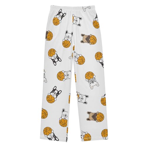 Boys' Pants Basketballs French Bulldog Long Bottoms Jogger Pants Elastic Waist Trousers with Pockets S-XL