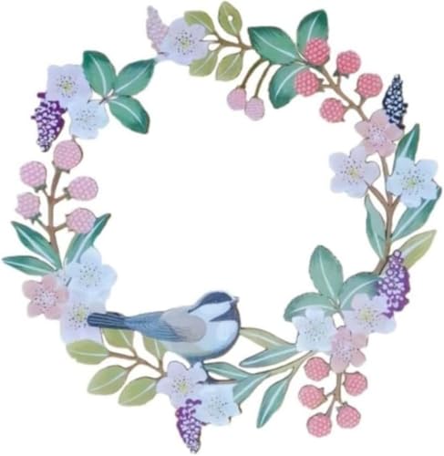 Vilom 玄関ドアの屋外用 通年リース 壁掛け ガーランド 人工デコレーション フラワーリースウォールアートバードガーランドメタルメタルハンギングドアウォールファームハウスの装飾 ドア 結婚式 店舗 玄関 壁掛けフラワー 花輪 造花 家の装飾用 (C)