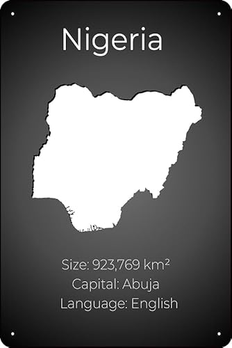 Nigeria Map Metal Sign Vintage Sign 12 X 8 Inch