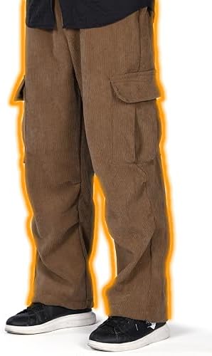 （11:30時点） [KO ZOON] 暖パン メンズ 冬 裏ボア 防寒 カーゴパンツ コーデュロイ 大きいサイズ ゆったり K88 (JP, アルファベット, M, ブラウン)