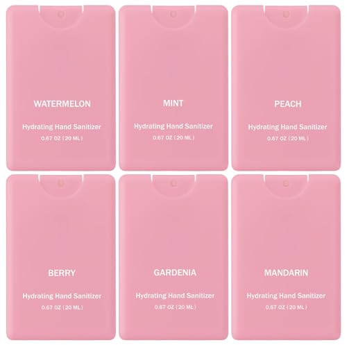 Dansib 6 Pcs Pink Hand Sanitizer Mist Spray Travel Size Perfume Hydrating Hand Sanitizer Refill Spray Pocket for Women Mother Teacher Coworker Gift Mini Size
