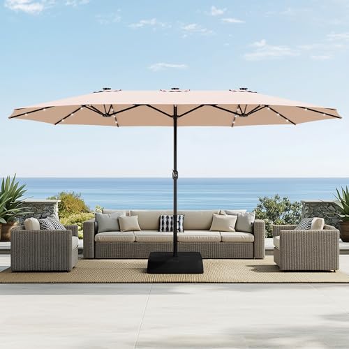 Sophia & William 15 ft Extra Large Patio Umbrella with Solar Lights, Rectangular Outdoor...