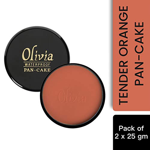Image of Olivia Waterproof Tender Orange Makeup Natural, Matte, Velvety Cream Concealer Pan Cake (25g, Shade No.30) - Pack of 2