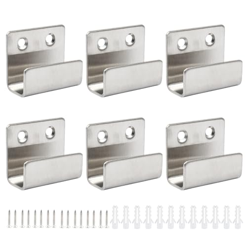 Image of 6 PackTile Display Wall Hanger Fastener, Stainless Steel Wall Mount Brackets Hook with 15mm Inner Width Heavy Duty Tile Hangers for Ceramic Tile Display (Silver)