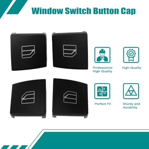 Image of SecosAutoparts 4 Pcs Window Switch Button Cap A2049055402 Fit for Mercedes Benz E-Class E200 E220 E250 E300 C-Class C180 C200 C220 C250 C300 C350 2009-2016 Interior Window Switch Button Cover