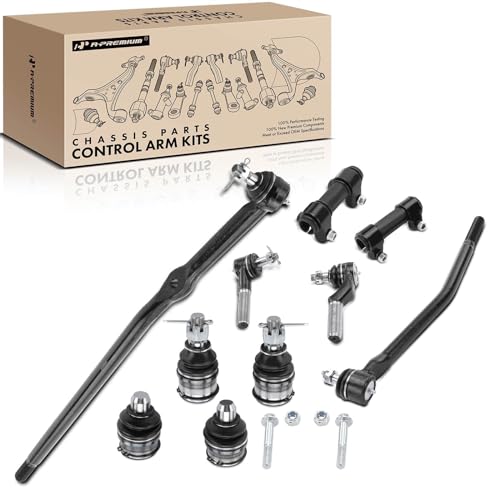 A-Premium Set of 10, Upper Lower Ball Joint, Inner Outer Tie Rod End, Steering Drag Link, Adjusting Sleeve Compatible with Ford E-250, E-250 Econoline, E-350 Club Wagon, E-350 Econoline, E-350/450 SD