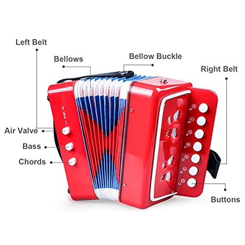 Image of Tosnail Kids Piano Percussion Accordion Musical Toy, Red
